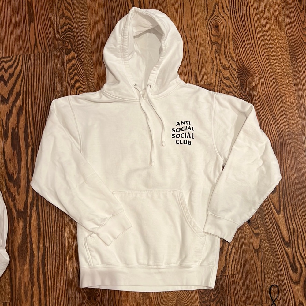Anti Social Social Club white sweatshirt with black writing. Size Small
